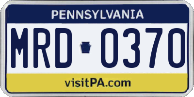PA license plate MRD0370