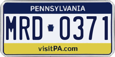 PA license plate MRD0371