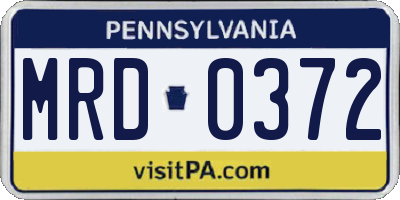 PA license plate MRD0372