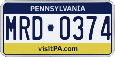 PA license plate MRD0374