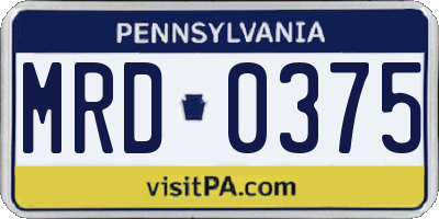 PA license plate MRD0375