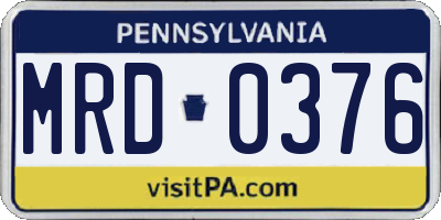 PA license plate MRD0376
