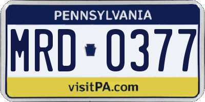 PA license plate MRD0377