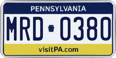 PA license plate MRD0380