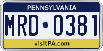 PA license plate MRD0381