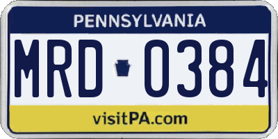 PA license plate MRD0384