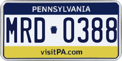 PA license plate MRD0388
