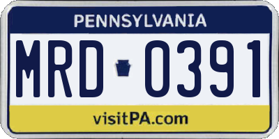 PA license plate MRD0391