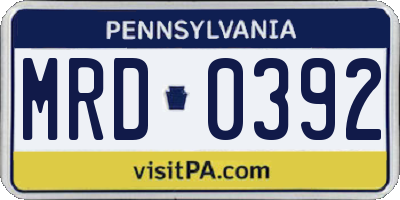 PA license plate MRD0392