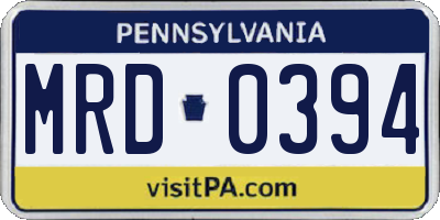 PA license plate MRD0394