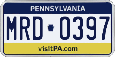 PA license plate MRD0397