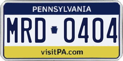 PA license plate MRD0404