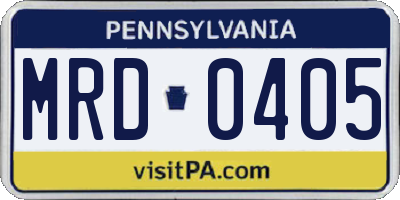 PA license plate MRD0405