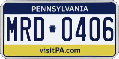 PA license plate MRD0406
