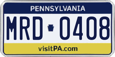 PA license plate MRD0408