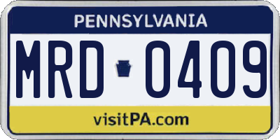PA license plate MRD0409