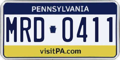 PA license plate MRD0411