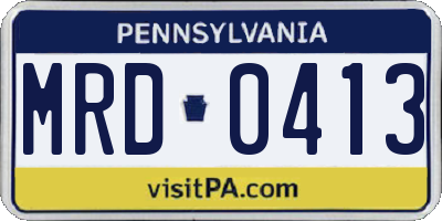 PA license plate MRD0413