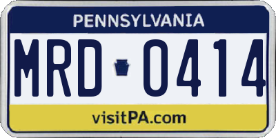 PA license plate MRD0414