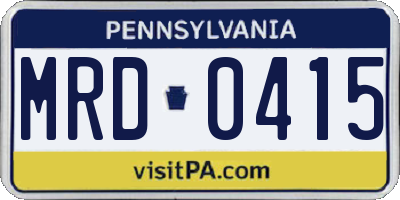 PA license plate MRD0415