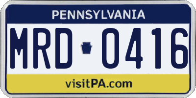 PA license plate MRD0416
