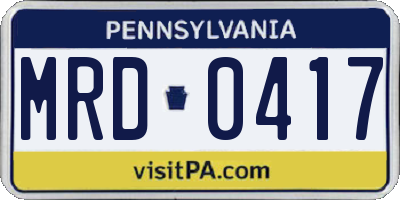 PA license plate MRD0417