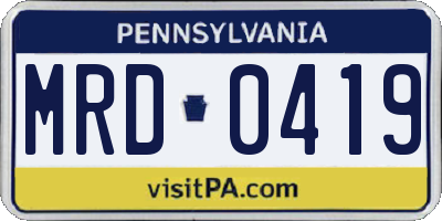 PA license plate MRD0419