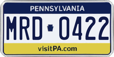 PA license plate MRD0422