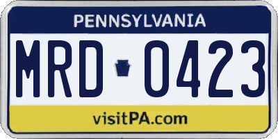 PA license plate MRD0423