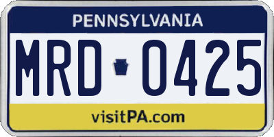 PA license plate MRD0425