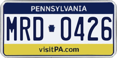 PA license plate MRD0426