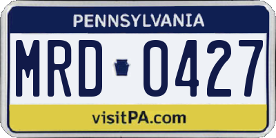 PA license plate MRD0427