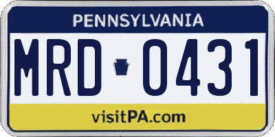 PA license plate MRD0431