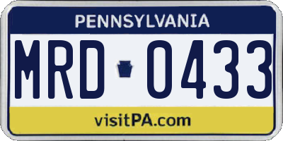PA license plate MRD0433