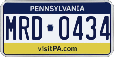 PA license plate MRD0434