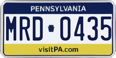 PA license plate MRD0435