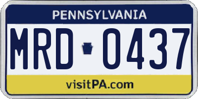 PA license plate MRD0437