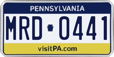 PA license plate MRD0441