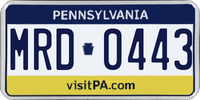 PA license plate MRD0443