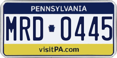PA license plate MRD0445