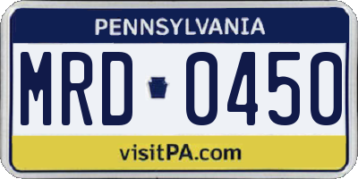 PA license plate MRD0450