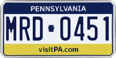 PA license plate MRD0451