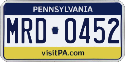PA license plate MRD0452