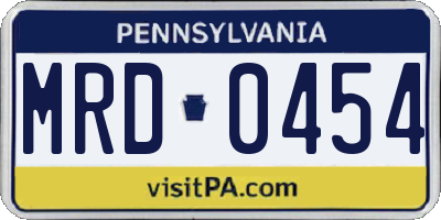 PA license plate MRD0454
