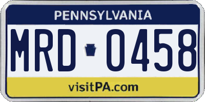 PA license plate MRD0458