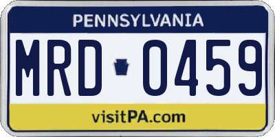 PA license plate MRD0459