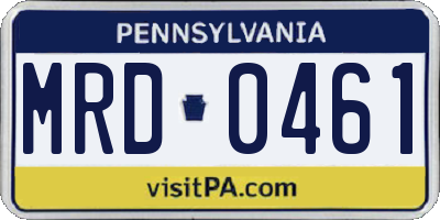 PA license plate MRD0461
