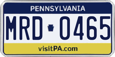PA license plate MRD0465