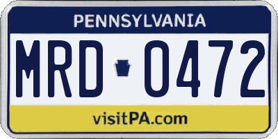 PA license plate MRD0472