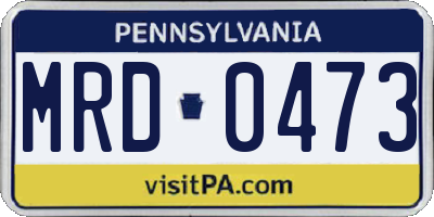 PA license plate MRD0473